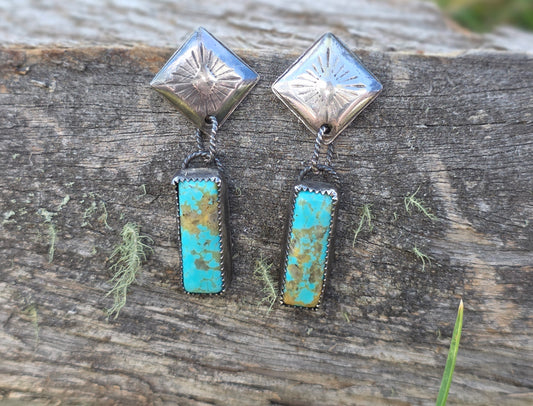 Diamond shaped with Turquoise Bar Earrings