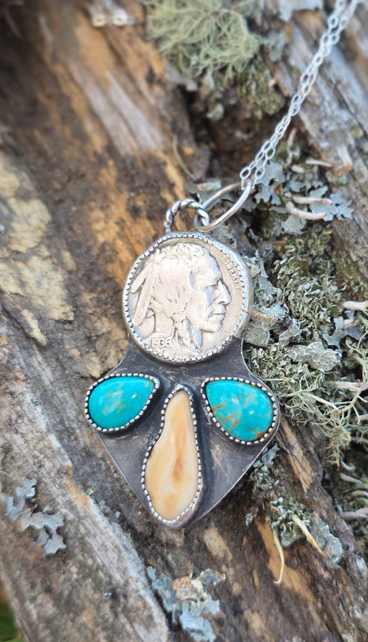 Buffalo Nickel Ivory Necklace