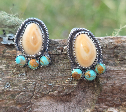 Ivory and Turquoise Studs